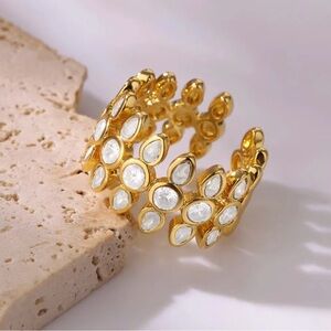 Gold Tone Cluster Adjustable Statement Ring